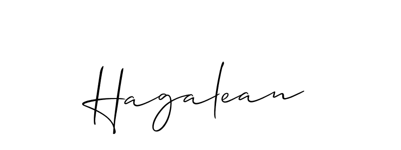 Allison_Script is a professional signature style that is perfect for those who want to add a touch of class to their signature. It is also a great choice for those who want to make their signature more unique. Get Hagalean name to fancy signature for free. Hagalean signature style 2 images and pictures png