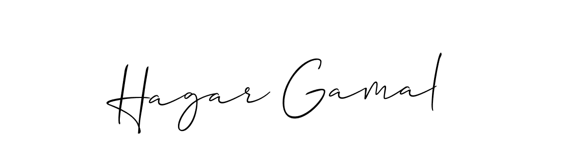 Use a signature maker to create a handwritten signature online. With this signature software, you can design (Allison_Script) your own signature for name Hagar Gamal. Hagar Gamal signature style 2 images and pictures png