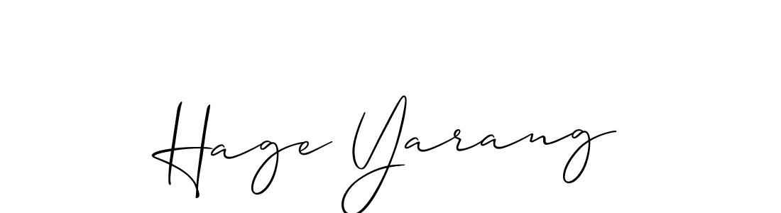 Create a beautiful signature design for name Hage Yarang. With this signature (Allison_Script) fonts, you can make a handwritten signature for free. Hage Yarang signature style 2 images and pictures png