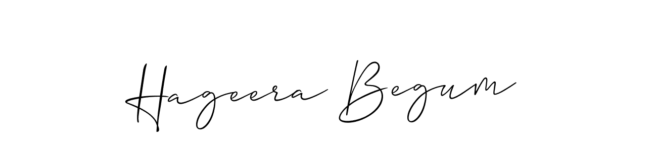 How to make Hageera Begum name signature. Use Allison_Script style for creating short signs online. This is the latest handwritten sign. Hageera Begum signature style 2 images and pictures png