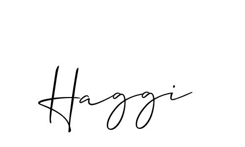 Design your own signature with our free online signature maker. With this signature software, you can create a handwritten (Allison_Script) signature for name Haggi. Haggi signature style 2 images and pictures png