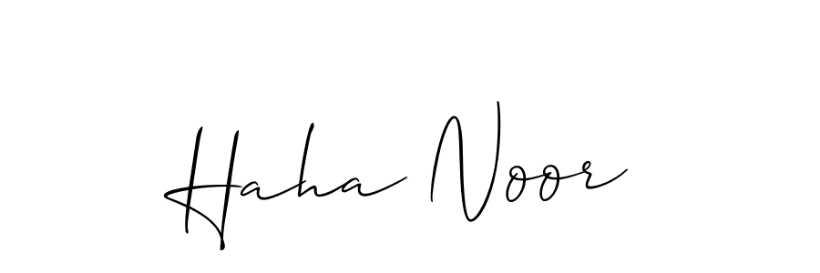 Also we have Haha Noor name is the best signature style. Create professional handwritten signature collection using Allison_Script autograph style. Haha Noor signature style 2 images and pictures png