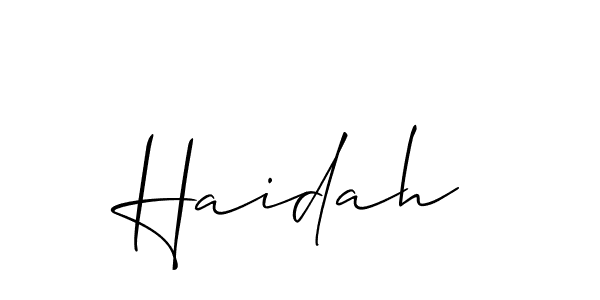 if you are searching for the best signature style for your name Haidah. so please give up your signature search. here we have designed multiple signature styles  using Allison_Script. Haidah signature style 2 images and pictures png