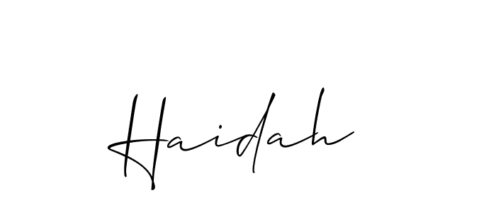 You should practise on your own different ways (Allison_Script) to write your name (Haidah ) in signature. don't let someone else do it for you. Haidah  signature style 2 images and pictures png