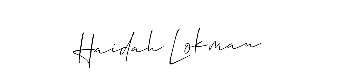 Use a signature maker to create a handwritten signature online. With this signature software, you can design (Allison_Script) your own signature for name Haidah Lokman. Haidah Lokman signature style 2 images and pictures png