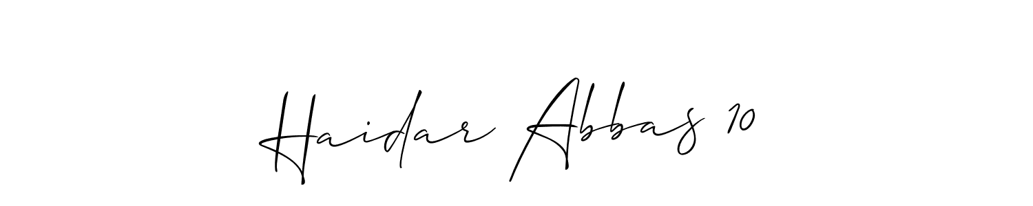 It looks lik you need a new signature style for name Haidar Abbas 10. Design unique handwritten (Allison_Script) signature with our free signature maker in just a few clicks. Haidar Abbas 10 signature style 2 images and pictures png