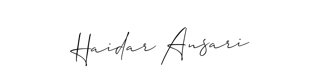 It looks lik you need a new signature style for name Haidar Ansari. Design unique handwritten (Allison_Script) signature with our free signature maker in just a few clicks. Haidar Ansari signature style 2 images and pictures png