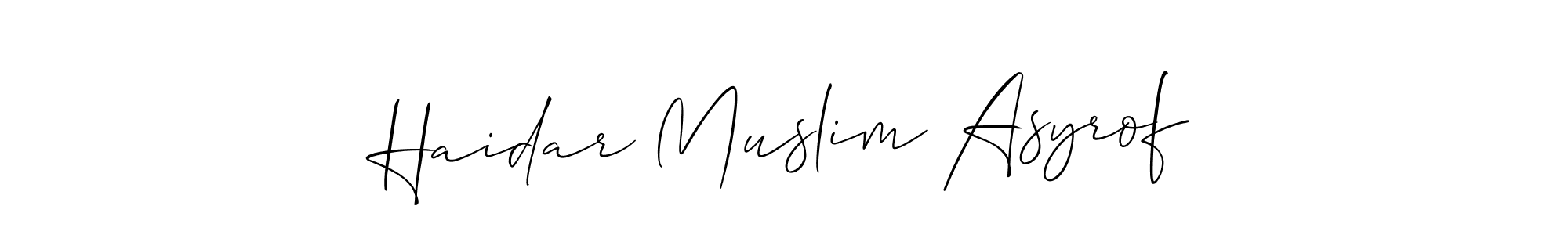 See photos of Haidar Muslim Asyrof official signature by Spectra . Check more albums & portfolios. Read reviews & check more about Allison_Script font. Haidar Muslim Asyrof signature style 2 images and pictures png