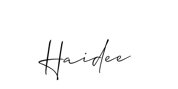 Use a signature maker to create a handwritten signature online. With this signature software, you can design (Allison_Script) your own signature for name Haidee. Haidee signature style 2 images and pictures png