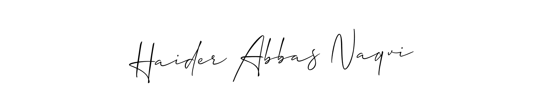 Allison_Script is a professional signature style that is perfect for those who want to add a touch of class to their signature. It is also a great choice for those who want to make their signature more unique. Get Haider Abbas Naqvi name to fancy signature for free. Haider Abbas Naqvi signature style 2 images and pictures png