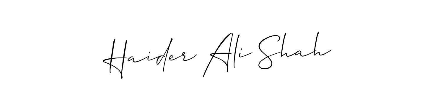 Similarly Allison_Script is the best handwritten signature design. Signature creator online .You can use it as an online autograph creator for name Haider Ali Shah. Haider Ali Shah signature style 2 images and pictures png
