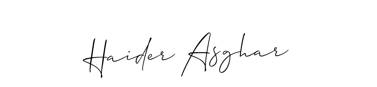 Also we have Haider Asghar name is the best signature style. Create professional handwritten signature collection using Allison_Script autograph style. Haider Asghar signature style 2 images and pictures png