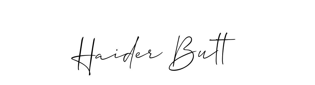 Use a signature maker to create a handwritten signature online. With this signature software, you can design (Allison_Script) your own signature for name Haider Butt. Haider Butt signature style 2 images and pictures png