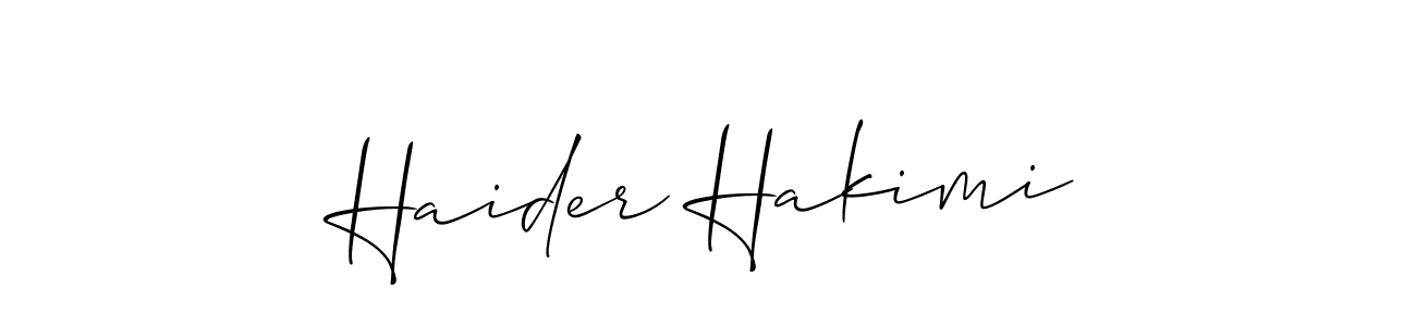 How to make Haider Hakimi name signature. Use Allison_Script style for creating short signs online. This is the latest handwritten sign. Haider Hakimi signature style 2 images and pictures png