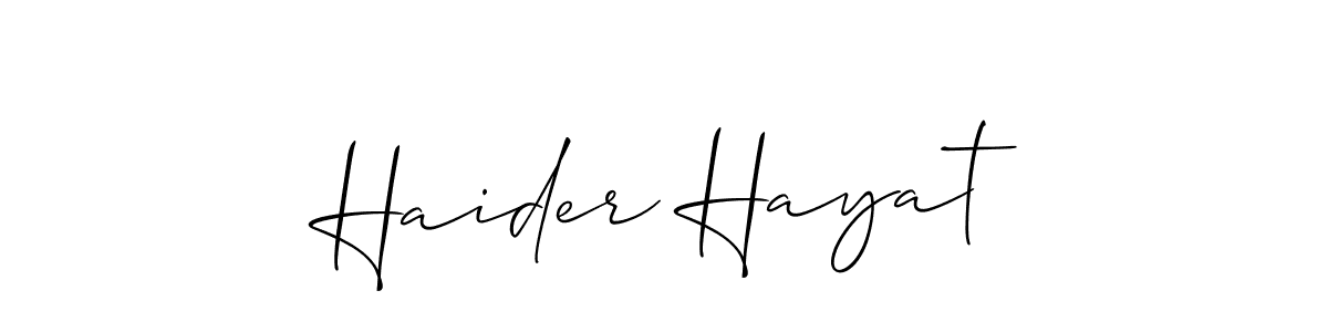 How to make Haider Hayat signature? Allison_Script is a professional autograph style. Create handwritten signature for Haider Hayat name. Haider Hayat signature style 2 images and pictures png