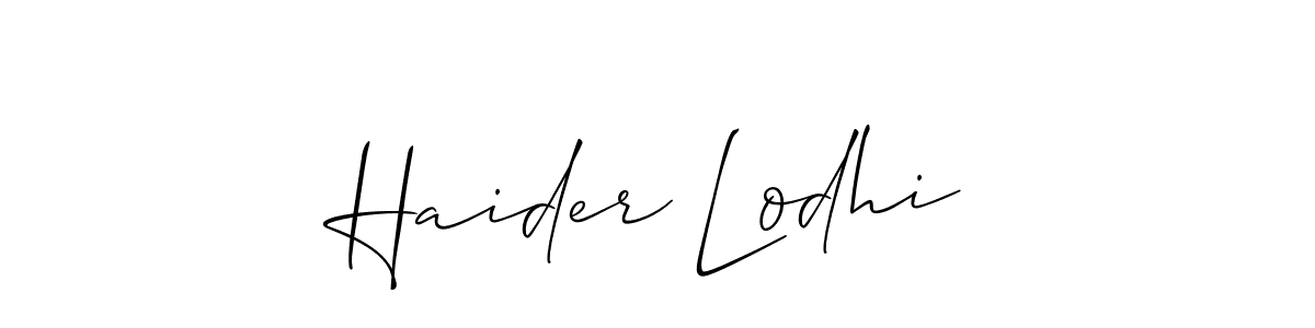 Also You can easily find your signature by using the search form. We will create Haider Lodhi name handwritten signature images for you free of cost using Allison_Script sign style. Haider Lodhi signature style 2 images and pictures png