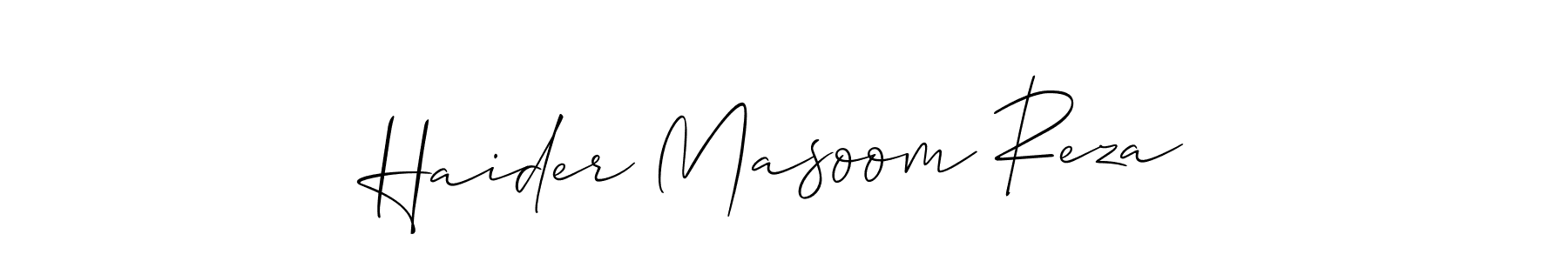 Also we have Haider Masoom Reza name is the best signature style. Create professional handwritten signature collection using Allison_Script autograph style. Haider Masoom Reza signature style 2 images and pictures png