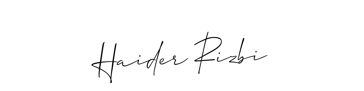 Create a beautiful signature design for name Haider Rizbi. With this signature (Allison_Script) fonts, you can make a handwritten signature for free. Haider Rizbi signature style 2 images and pictures png