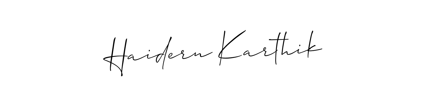 It looks lik you need a new signature style for name Haidern Karthik. Design unique handwritten (Allison_Script) signature with our free signature maker in just a few clicks. Haidern Karthik signature style 2 images and pictures png