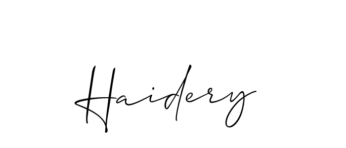 Haidery stylish signature style. Best Handwritten Sign (Allison_Script) for my name. Handwritten Signature Collection Ideas for my name Haidery. Haidery signature style 2 images and pictures png