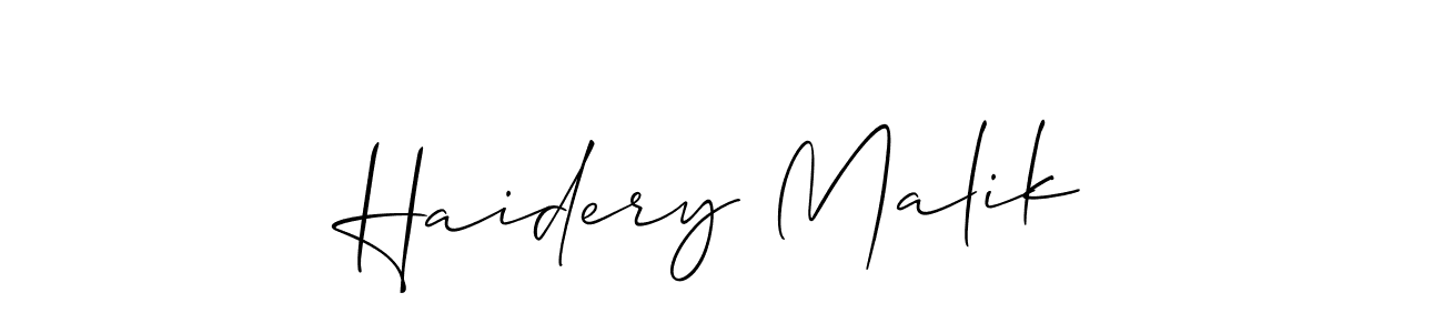 It looks lik you need a new signature style for name Haidery Malik. Design unique handwritten (Allison_Script) signature with our free signature maker in just a few clicks. Haidery Malik signature style 2 images and pictures png