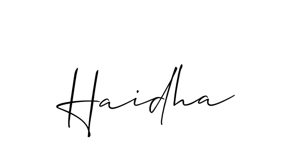 if you are searching for the best signature style for your name Haidha. so please give up your signature search. here we have designed multiple signature styles  using Allison_Script. Haidha signature style 2 images and pictures png