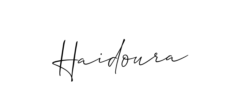 Allison_Script is a professional signature style that is perfect for those who want to add a touch of class to their signature. It is also a great choice for those who want to make their signature more unique. Get Haidoura name to fancy signature for free. Haidoura signature style 2 images and pictures png