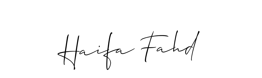 You should practise on your own different ways (Allison_Script) to write your name (Haifa Fahd) in signature. don't let someone else do it for you. Haifa Fahd signature style 2 images and pictures png
