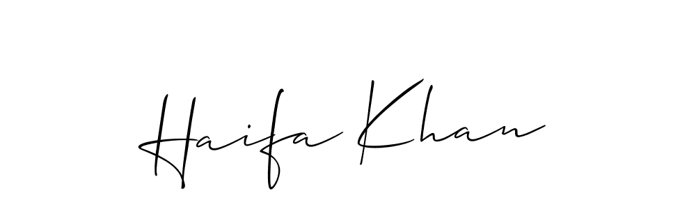 How to make Haifa Khan name signature. Use Allison_Script style for creating short signs online. This is the latest handwritten sign. Haifa Khan signature style 2 images and pictures png