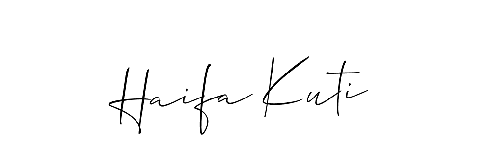 Create a beautiful signature design for name Haifa Kuti. With this signature (Allison_Script) fonts, you can make a handwritten signature for free. Haifa Kuti signature style 2 images and pictures png