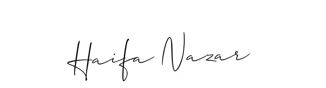 Also we have Haifa Nazar name is the best signature style. Create professional handwritten signature collection using Allison_Script autograph style. Haifa Nazar signature style 2 images and pictures png