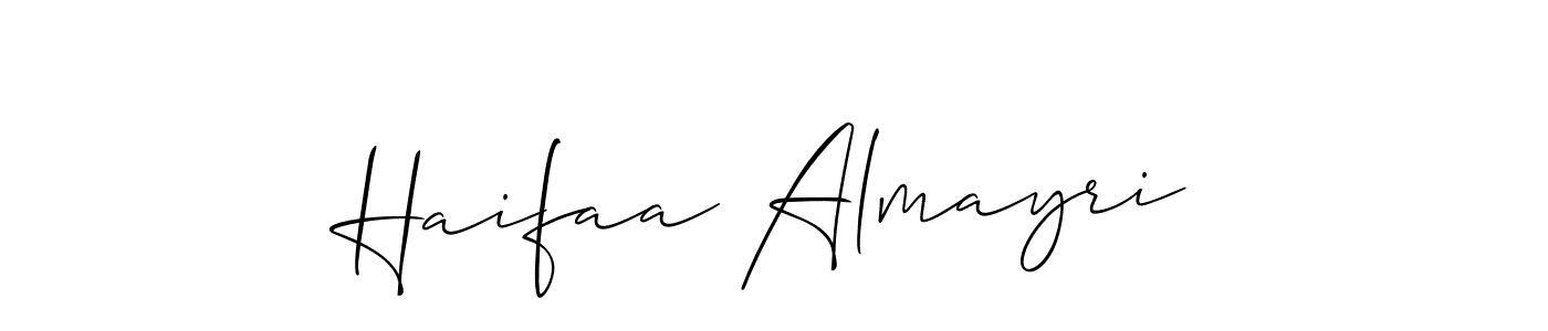 Use a signature maker to create a handwritten signature online. With this signature software, you can design (Allison_Script) your own signature for name Haifaa Almayri. Haifaa Almayri signature style 2 images and pictures png