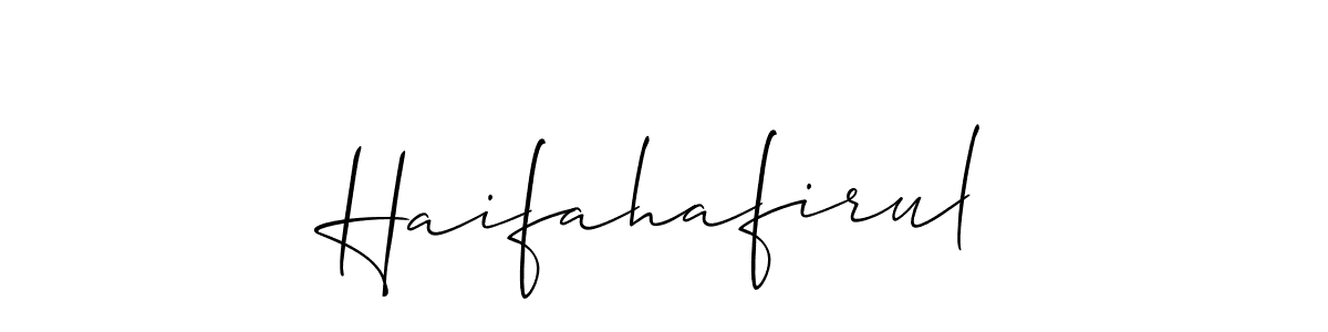 Use a signature maker to create a handwritten signature online. With this signature software, you can design (Allison_Script) your own signature for name Haifahafirul. Haifahafirul signature style 2 images and pictures png