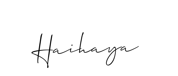 Design your own signature with our free online signature maker. With this signature software, you can create a handwritten (Allison_Script) signature for name Haihaya. Haihaya signature style 2 images and pictures png