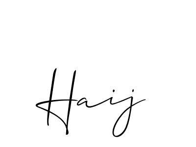 How to make Haij signature? Allison_Script is a professional autograph style. Create handwritten signature for Haij name. Haij signature style 2 images and pictures png