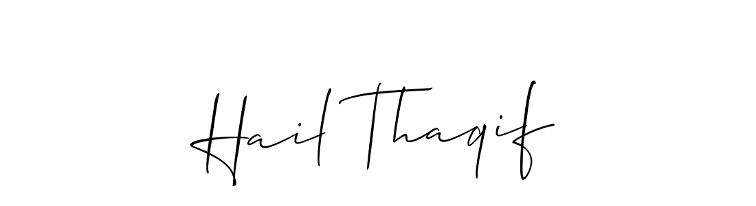 Create a beautiful signature design for name Hail Thaqif. With this signature (Allison_Script) fonts, you can make a handwritten signature for free. Hail Thaqif signature style 2 images and pictures png
