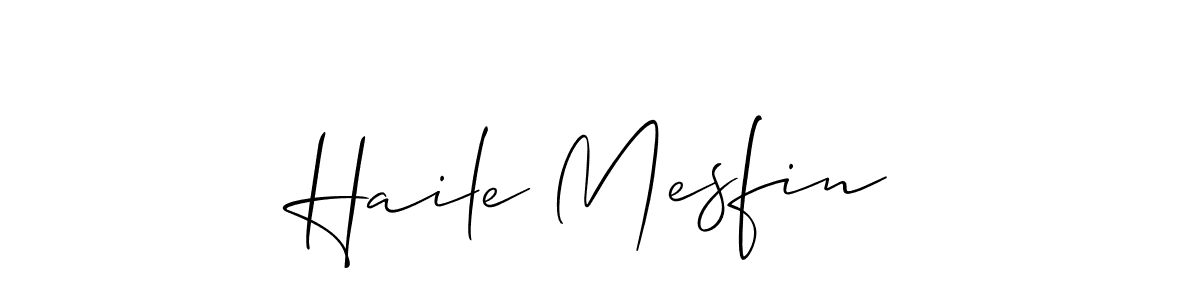 The best way (Allison_Script) to make a short signature is to pick only two or three words in your name. The name Haile Mesfin include a total of six letters. For converting this name. Haile Mesfin signature style 2 images and pictures png