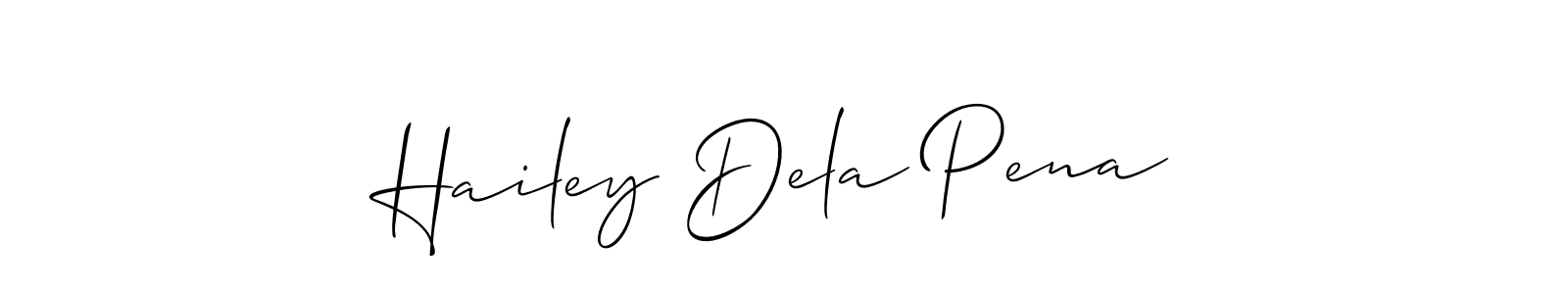 It looks lik you need a new signature style for name Hailey Dela Pena. Design unique handwritten (Allison_Script) signature with our free signature maker in just a few clicks. Hailey Dela Pena signature style 2 images and pictures png