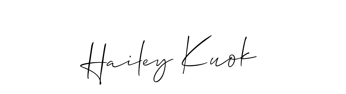 The best way (Allison_Script) to make a short signature is to pick only two or three words in your name. The name Hailey Kuok include a total of six letters. For converting this name. Hailey Kuok signature style 2 images and pictures png