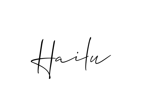 It looks lik you need a new signature style for name Hailu. Design unique handwritten (Allison_Script) signature with our free signature maker in just a few clicks. Hailu signature style 2 images and pictures png