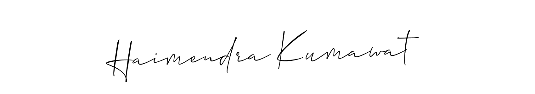 How to make Haimendra Kumawat signature? Allison_Script is a professional autograph style. Create handwritten signature for Haimendra Kumawat name. Haimendra Kumawat signature style 2 images and pictures png