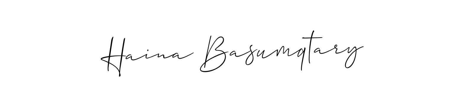 Use a signature maker to create a handwritten signature online. With this signature software, you can design (Allison_Script) your own signature for name Haina Basumqtary. Haina Basumqtary signature style 2 images and pictures png