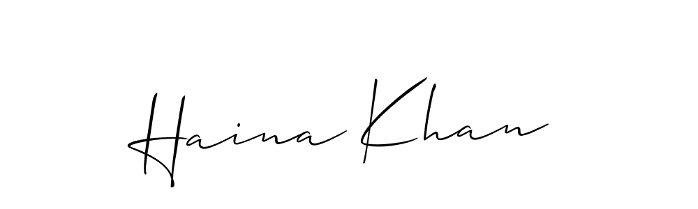 Similarly Allison_Script is the best handwritten signature design. Signature creator online .You can use it as an online autograph creator for name Haina Khan. Haina Khan signature style 2 images and pictures png