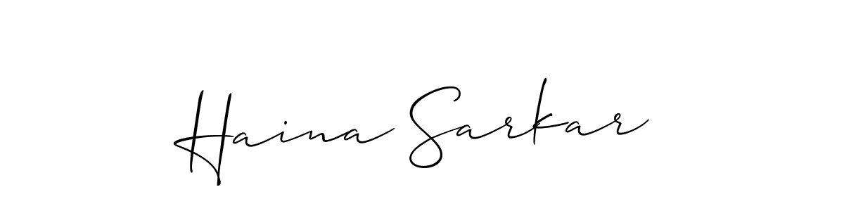 if you are searching for the best signature style for your name Haina Sarkar. so please give up your signature search. here we have designed multiple signature styles  using Allison_Script. Haina Sarkar signature style 2 images and pictures png