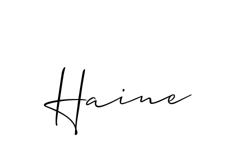 How to make Haine name signature. Use Allison_Script style for creating short signs online. This is the latest handwritten sign. Haine signature style 2 images and pictures png