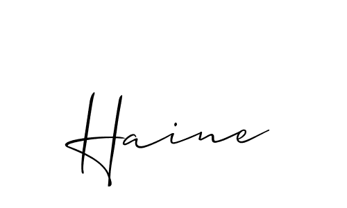 How to make Haine name signature. Use Allison_Script style for creating short signs online. This is the latest handwritten sign. Haine signature style 2 images and pictures png