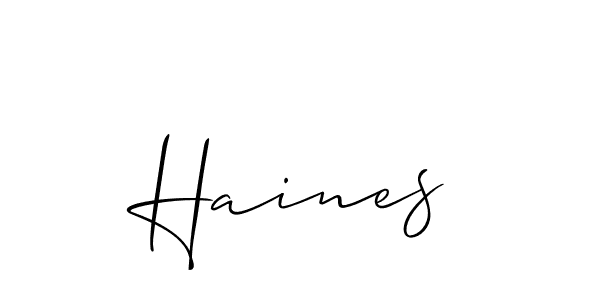 The best way (Allison_Script) to make a short signature is to pick only two or three words in your name. The name Haines include a total of six letters. For converting this name. Haines signature style 2 images and pictures png