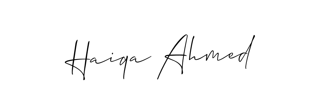 How to make Haiqa Ahmed name signature. Use Allison_Script style for creating short signs online. This is the latest handwritten sign. Haiqa Ahmed signature style 2 images and pictures png