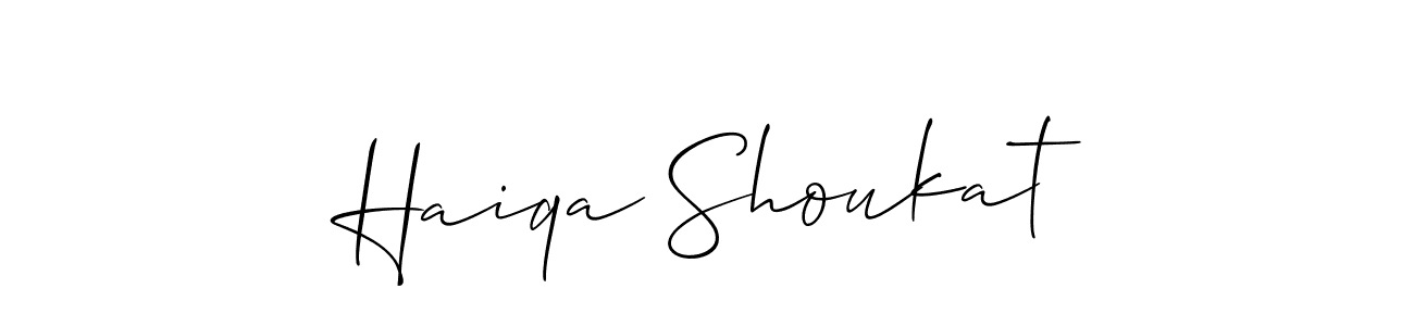 How to make Haiqa Shoukat signature? Allison_Script is a professional autograph style. Create handwritten signature for Haiqa Shoukat name. Haiqa Shoukat signature style 2 images and pictures png