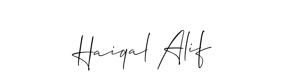 Allison_Script is a professional signature style that is perfect for those who want to add a touch of class to their signature. It is also a great choice for those who want to make their signature more unique. Get Haiqal Alif name to fancy signature for free. Haiqal Alif signature style 2 images and pictures png